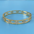 Floral Detail Bangle Bracelet with Elegant Openwork Design