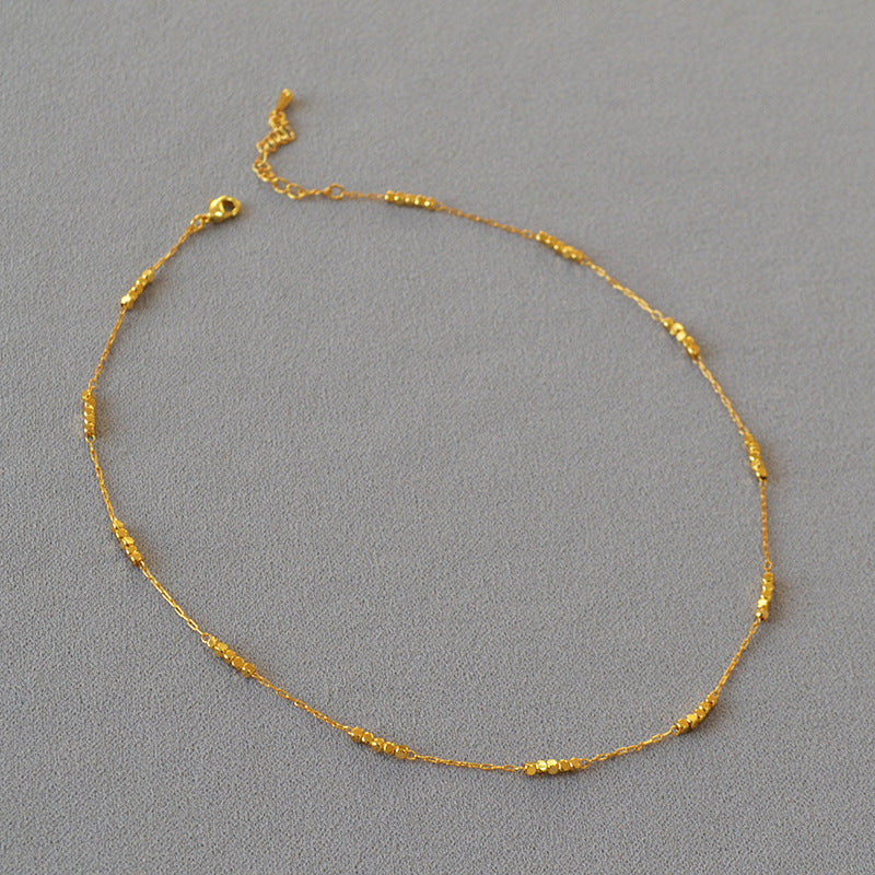 Krystal Crafts Minimal Gold Beaded Chain Necklace