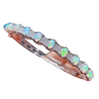 Oval Gem Detail Bangle Bracelet with Wave-Inspired Design