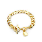 Chunky Link Bracelet with Toggle Clasp and Padlock Charm