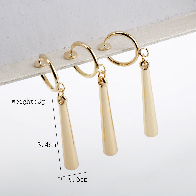 Minimalist Gold Bar Drop Earrings