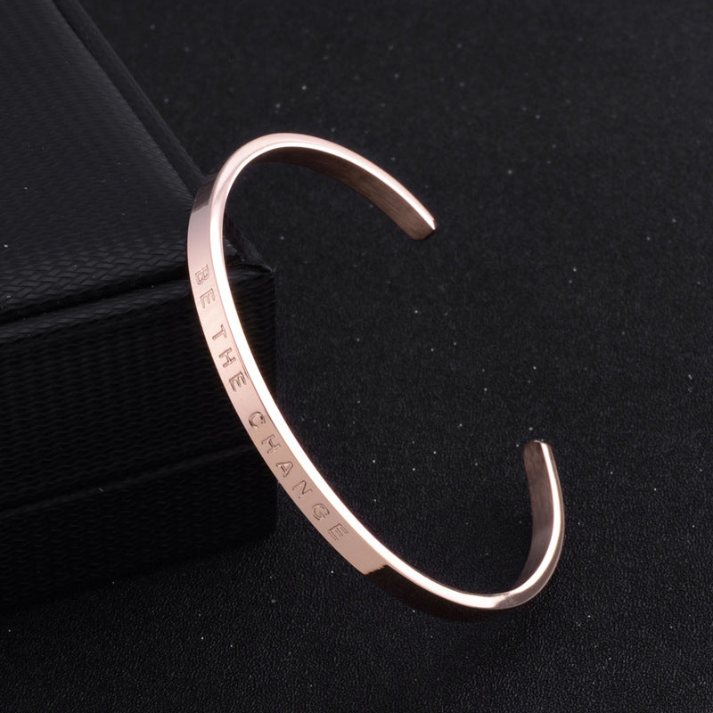 Engraved Open Cuff Bracelet with Inspirational Message