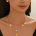 Butterfly & Heart Jewelry Set with Delicate Chain