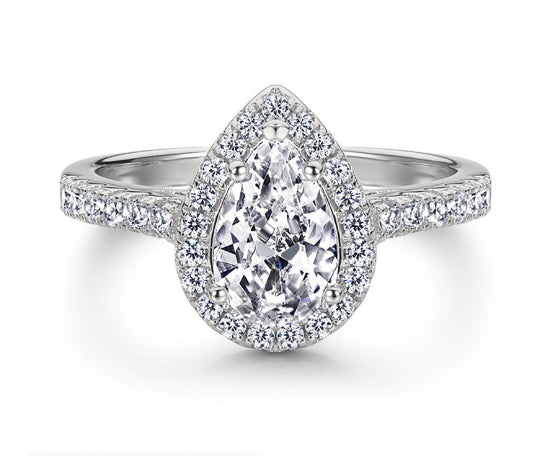 Pear Halo Solitaire Engagement Ring