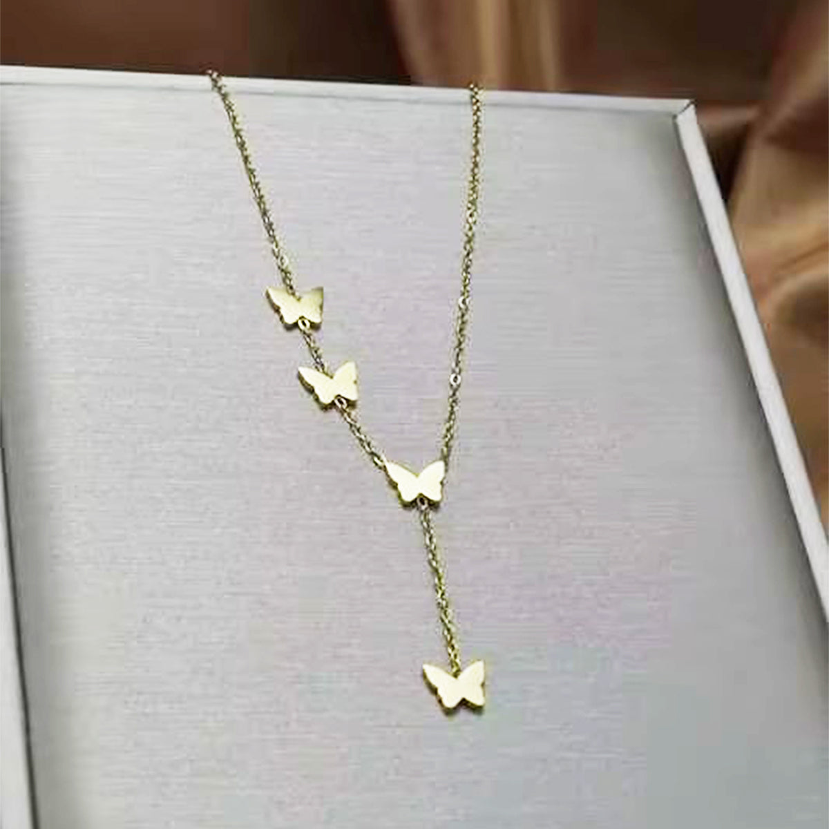 Butterfly Y-Necklace with Delicate Drop Chain