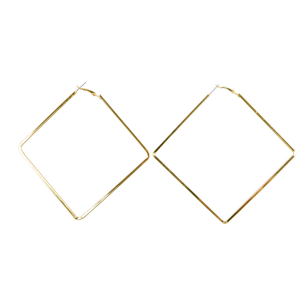Bold Geometric Square Hoop Earrings – Modern Statement Style