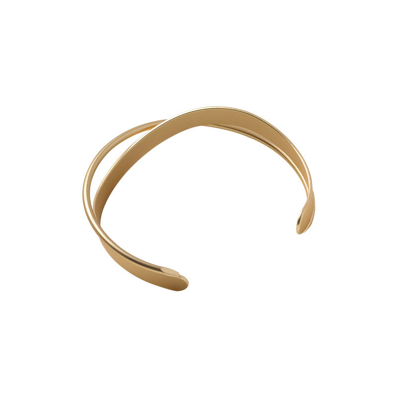 Modern Open Bangle Bracelet with Smooth Sculpted Profile