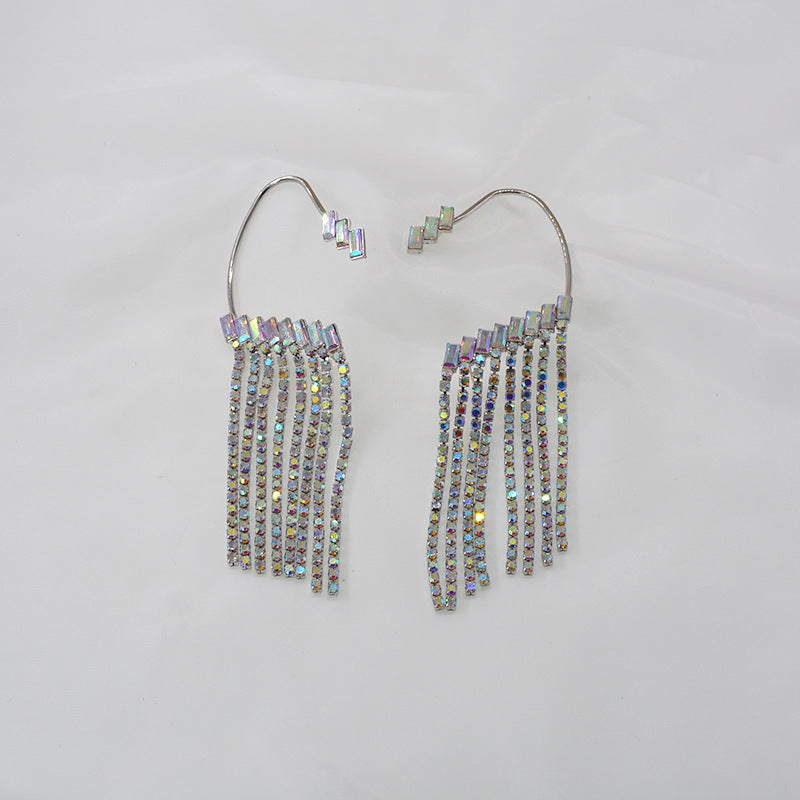 Rhinestone Waterfall Ear Cuff Earrings