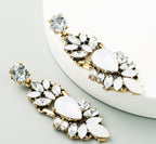 Elegant Crystal Drop Earrings with Pastel Center Stone