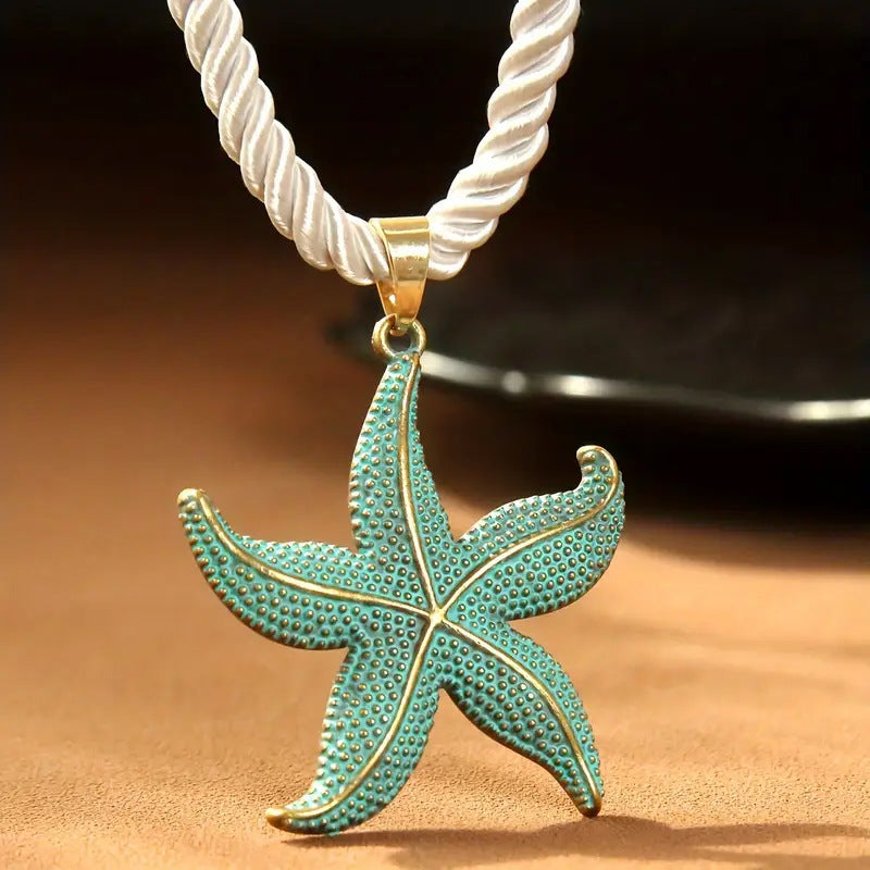 Starfish Pendant Rope Necklace