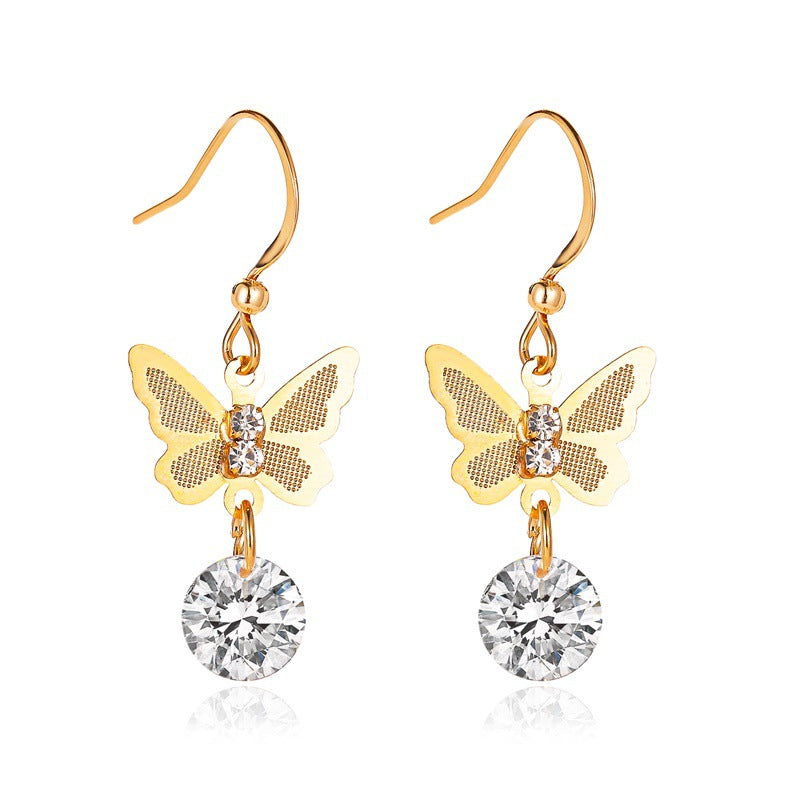 Butterfly Charm Crystal Earrings