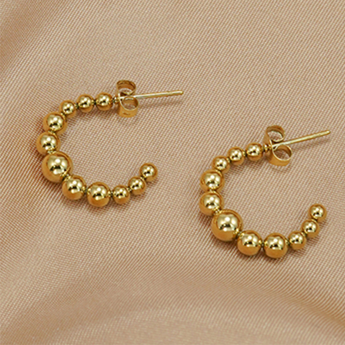 Beaded Curve Necklace & Matching Hoop Stud Earrings