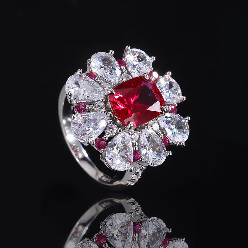 Ruby Red Floral Jewelry Set