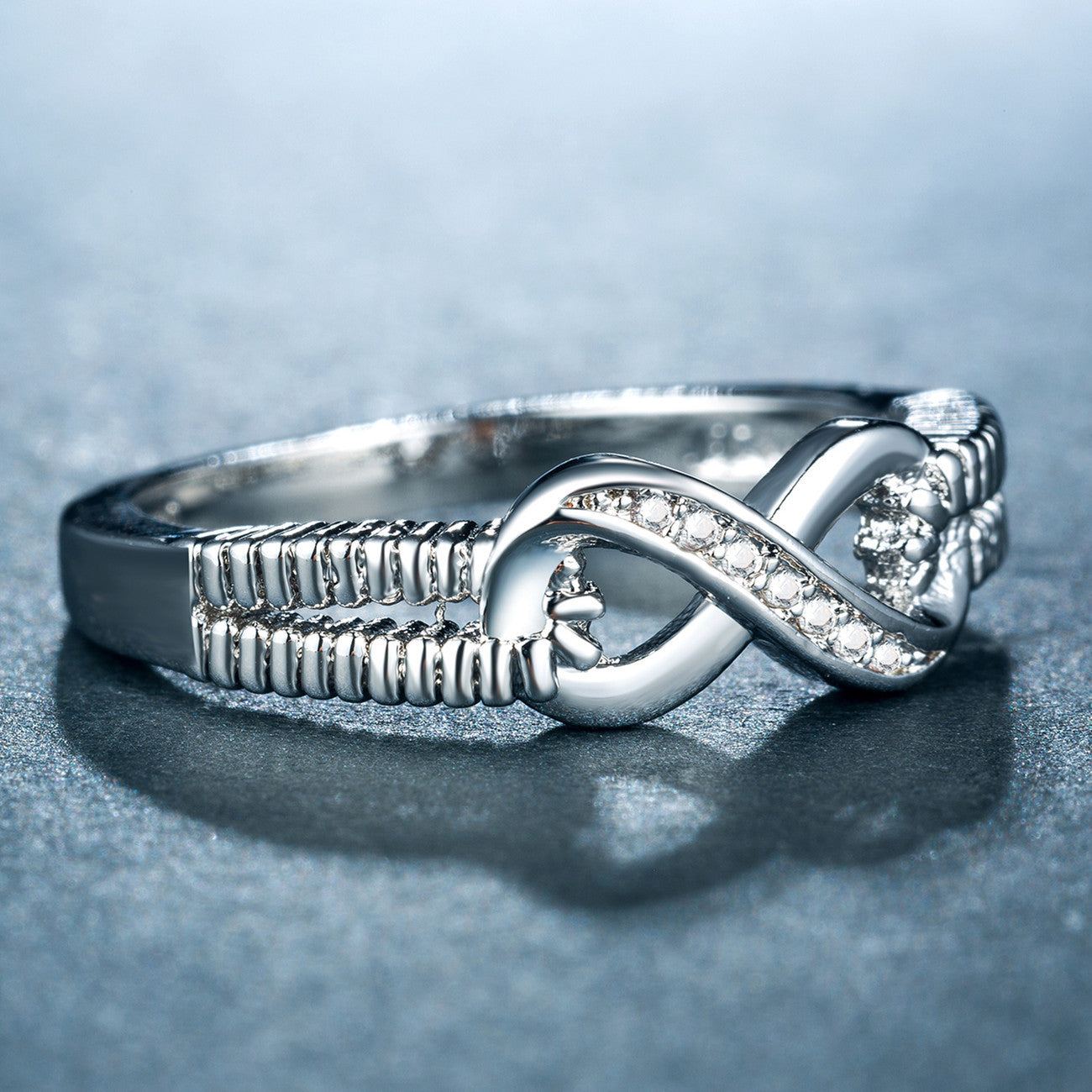 Infinity Knot Pavé Ring in Sterling Silver