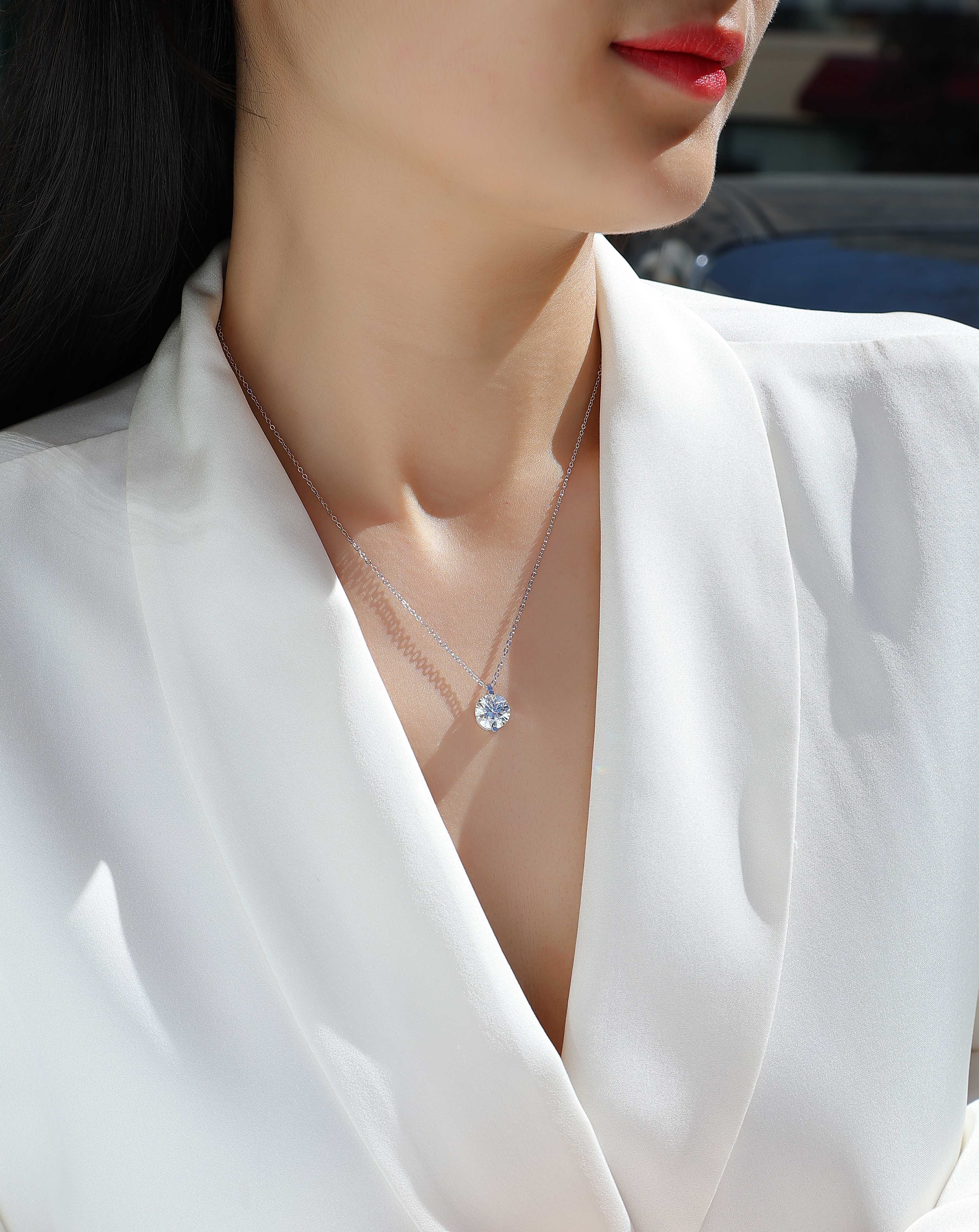 Classic Solitaire Moissanite Pendant Necklace