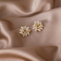 Krystal Crafts Handcrafted Floral Pearl Swirl Stud Earrings