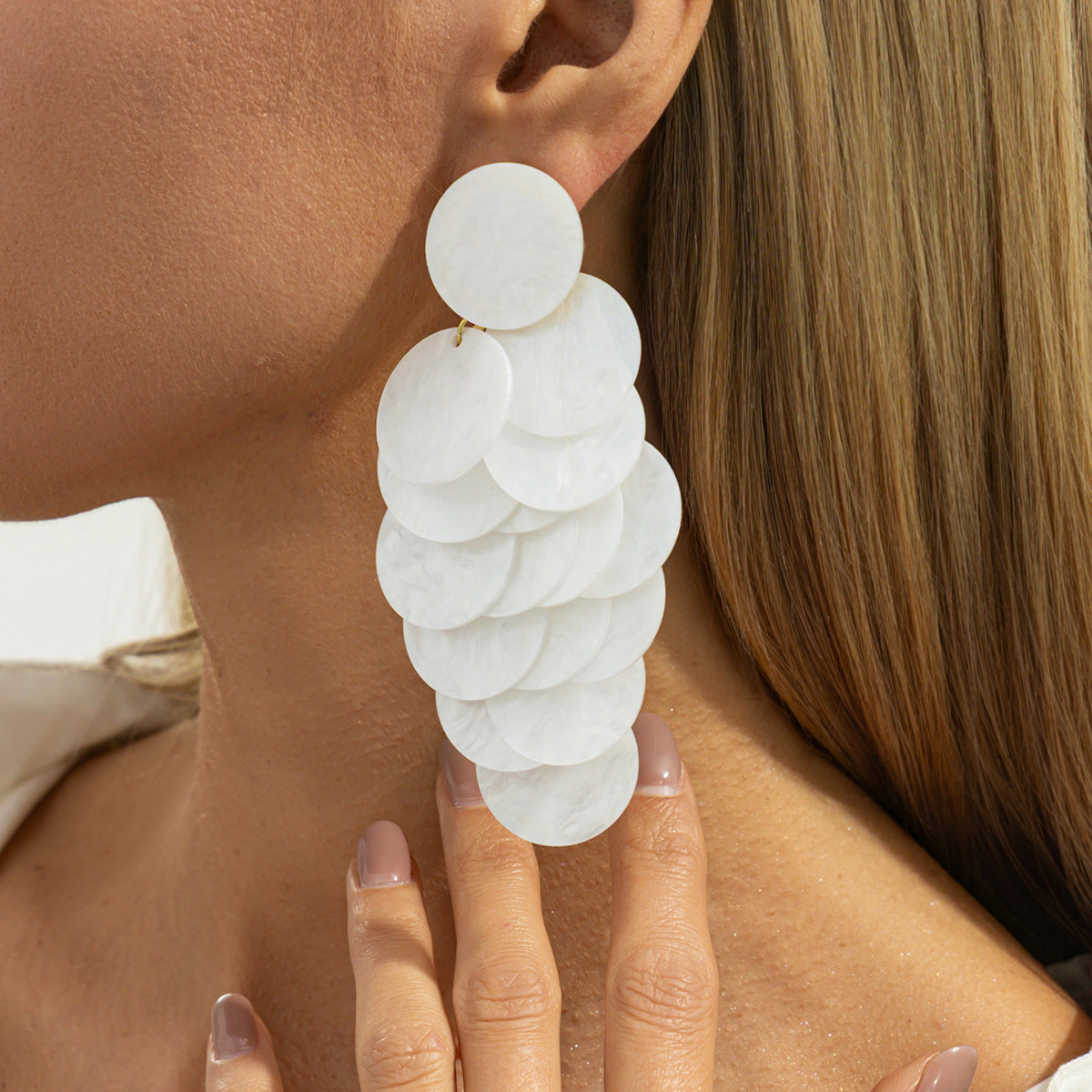 Cascade Disc Statement Earrings