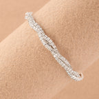 Multi-Row Crystal Stretch Bracelet with Refined Texture