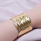 Wide Textured Cuff Bracelet with Sculptural Flow
