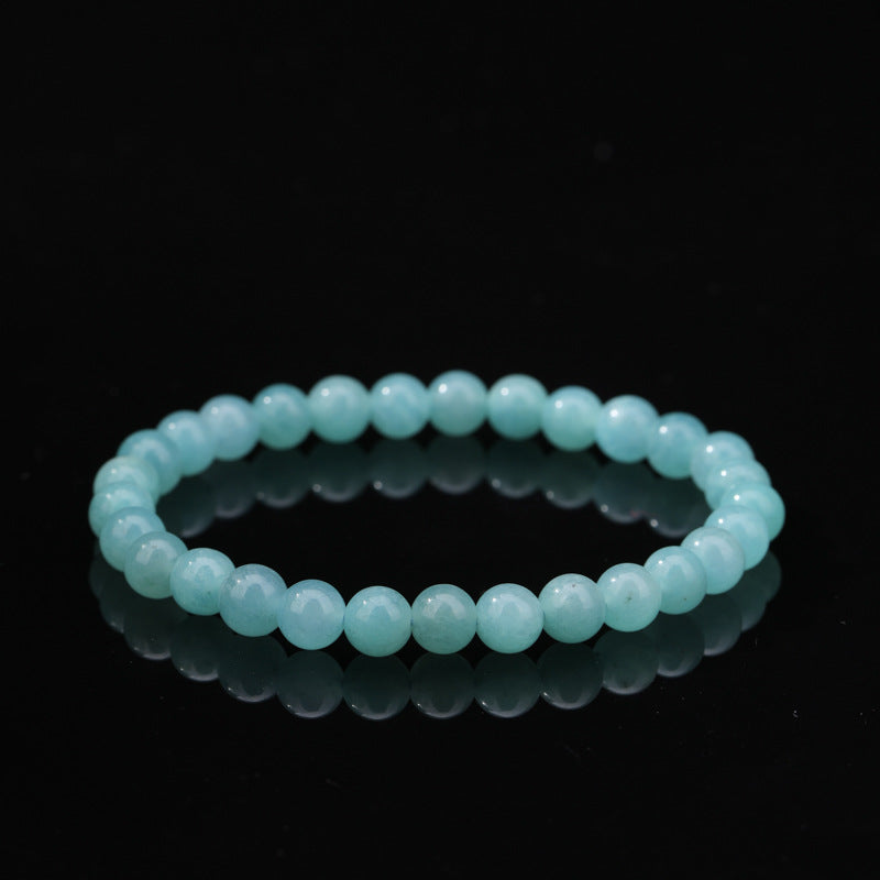 Round Bead Stretch Bracelet with Smooth Natural Finish