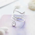 Minimalist Cat Outline Spiral Ring