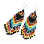Long rice beads tassel earrings earrings earrings women