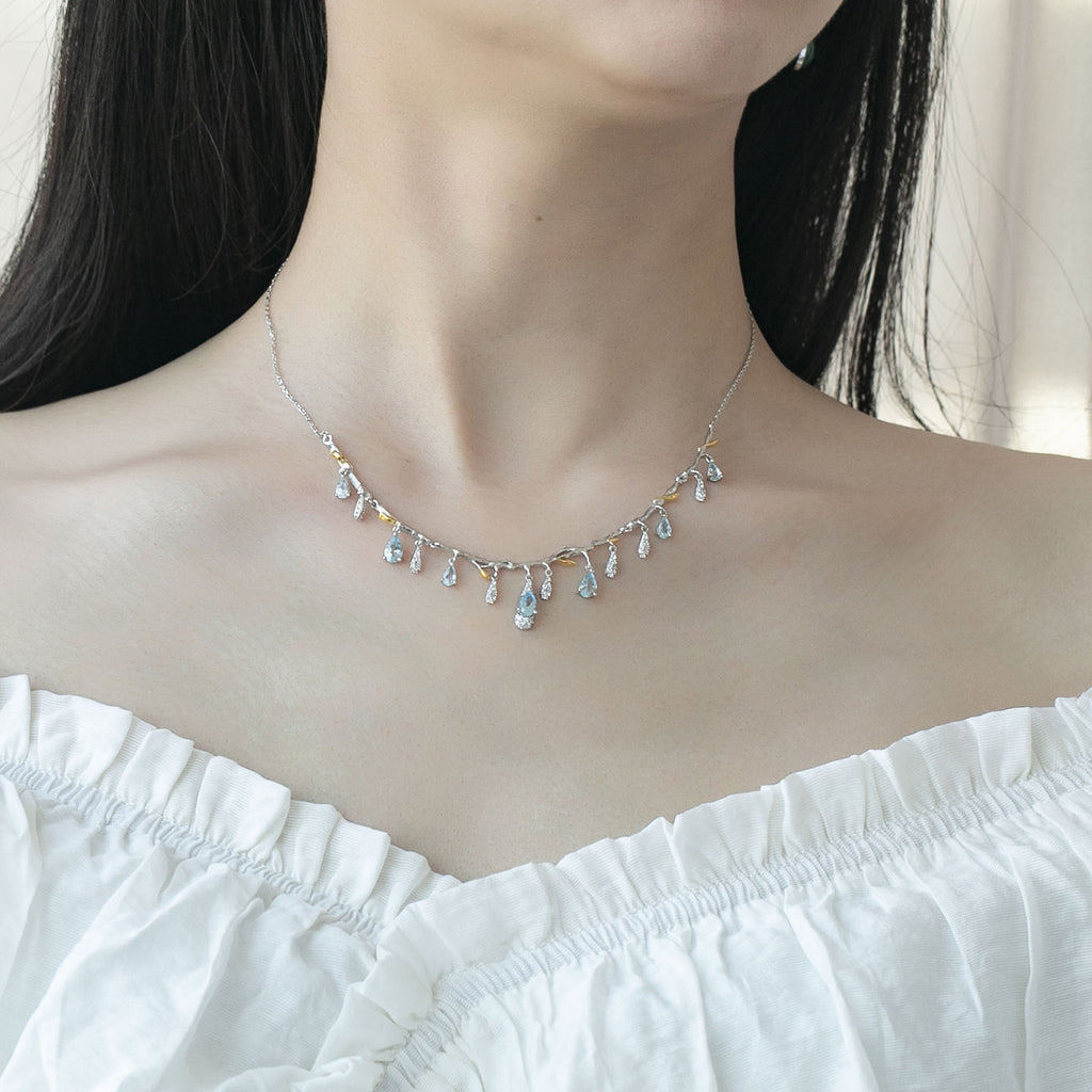 Teardrop Crystal Fringe Necklace