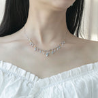 Teardrop Crystal Fringe Necklace