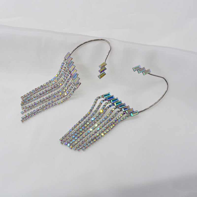 Rhinestone Waterfall Ear Cuff Earrings