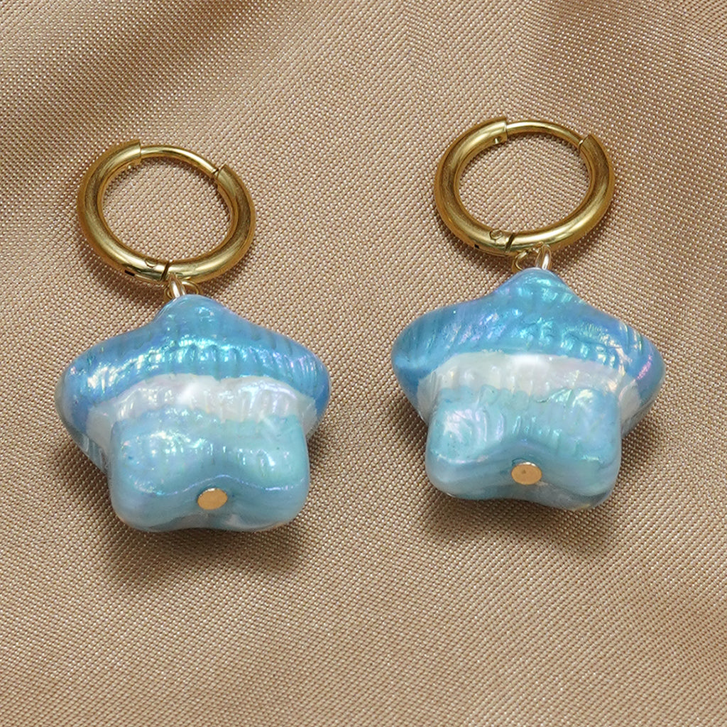 Star Pendant Necklace & Matching Hoop Earrings Set