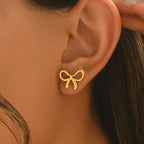 Minimal Bow Stud Earrings with Polished Finish