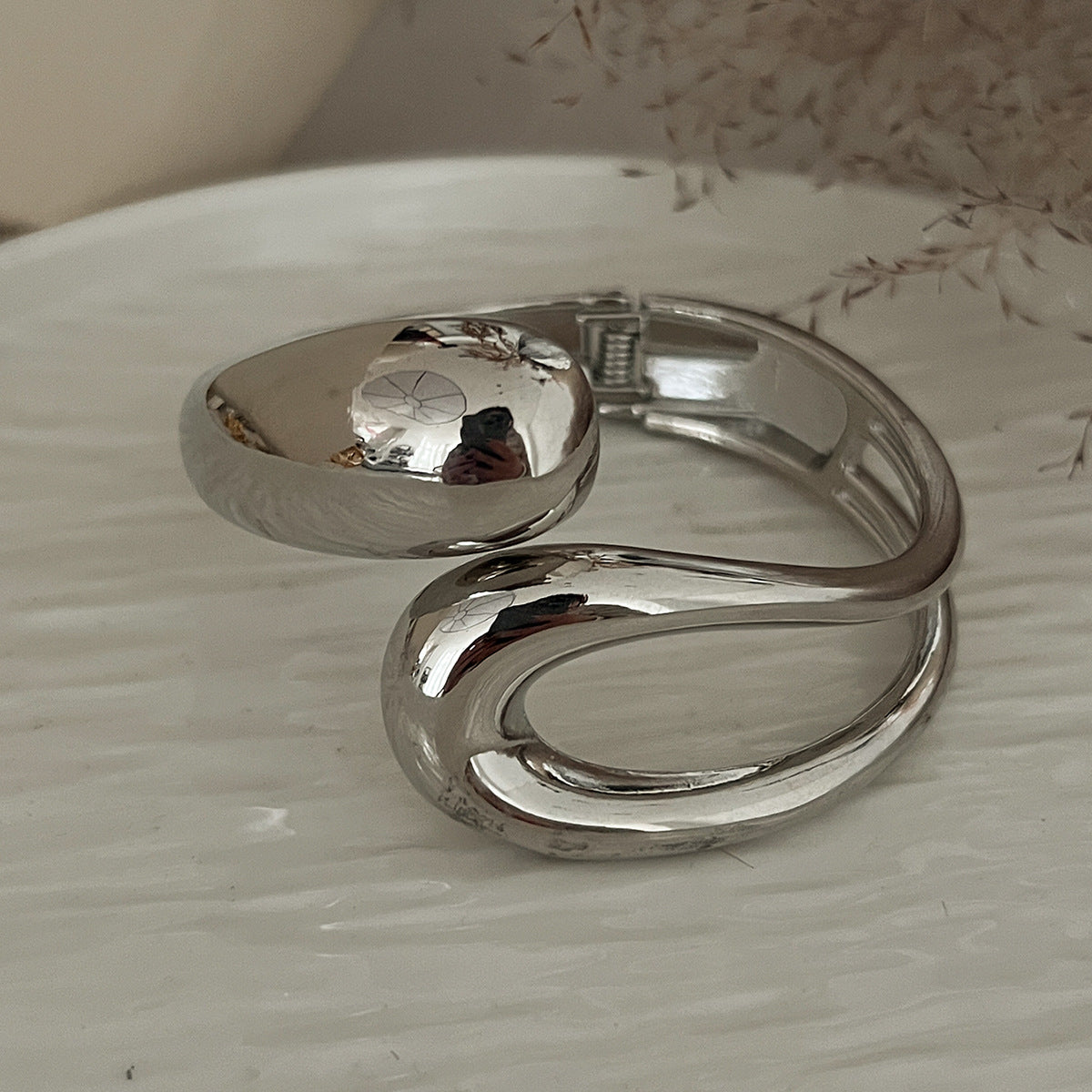 Abstract Open Cuff Bracelet with Fluid Sculptural Form