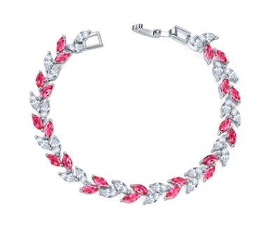 Leaf-Link Bracelet with Flowing Gem Detail