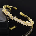 Multi-Stone Bangle Bracelet with Linear Faceted Design