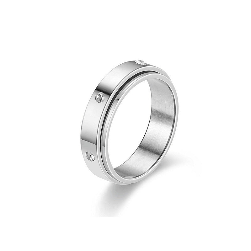 Minimalist Stainless Steel Band Ring – Engraved & Polished Finish