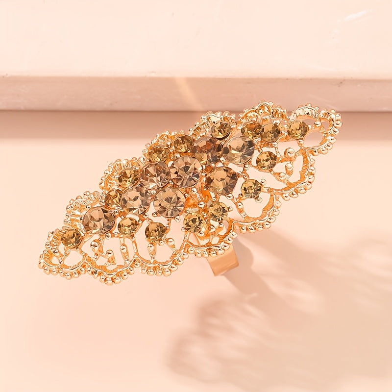 Champagne Crystal Statement  adjustable Ring