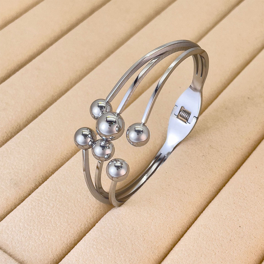 Multi-Band Crystal Detail Bracelet with Elegant Layered Design