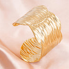 Wide Textured Cuff Bracelet with Sculptural Flow