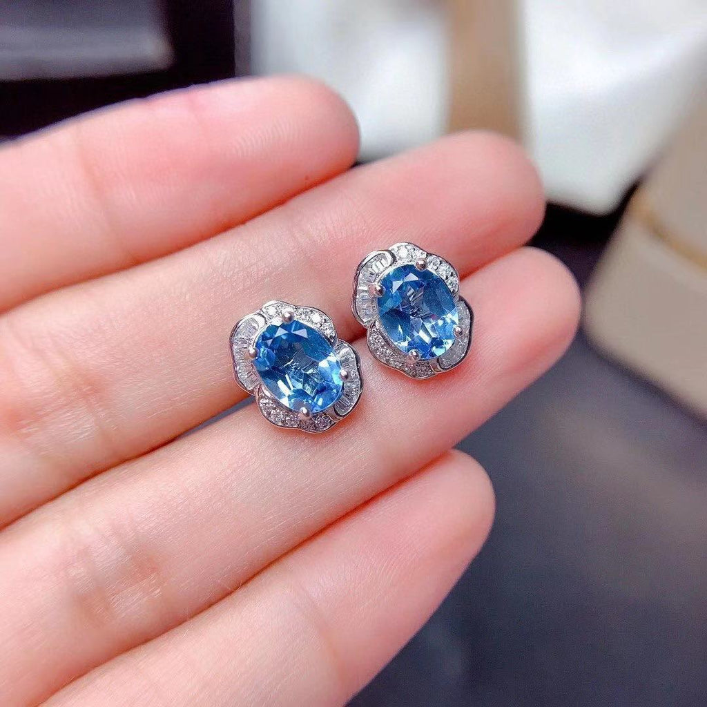 Natural Blue Topaz Jewelry Set