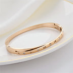 Engraved Slim Bangle Bracelet with Modern Minimal Detail