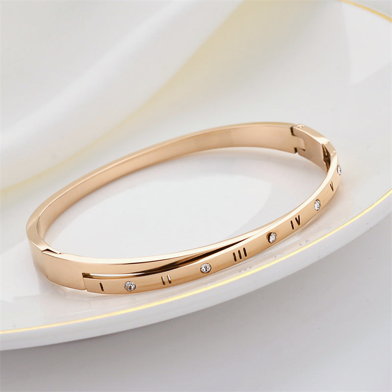 Engraved Slim Bangle Bracelet with Modern Minimal Detail