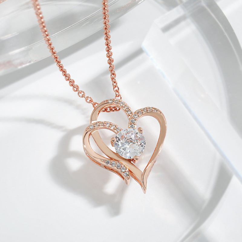 Double Heart Crystal Necklace