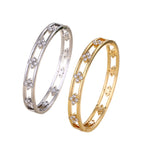 Floral Detail Bangle Bracelet with Elegant Openwork Design