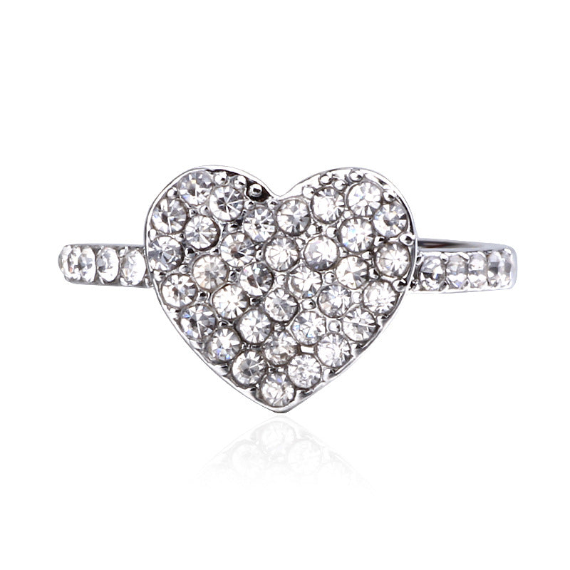 Sparkling Pavé Heart Ring – Romantic Crystal Statement Band