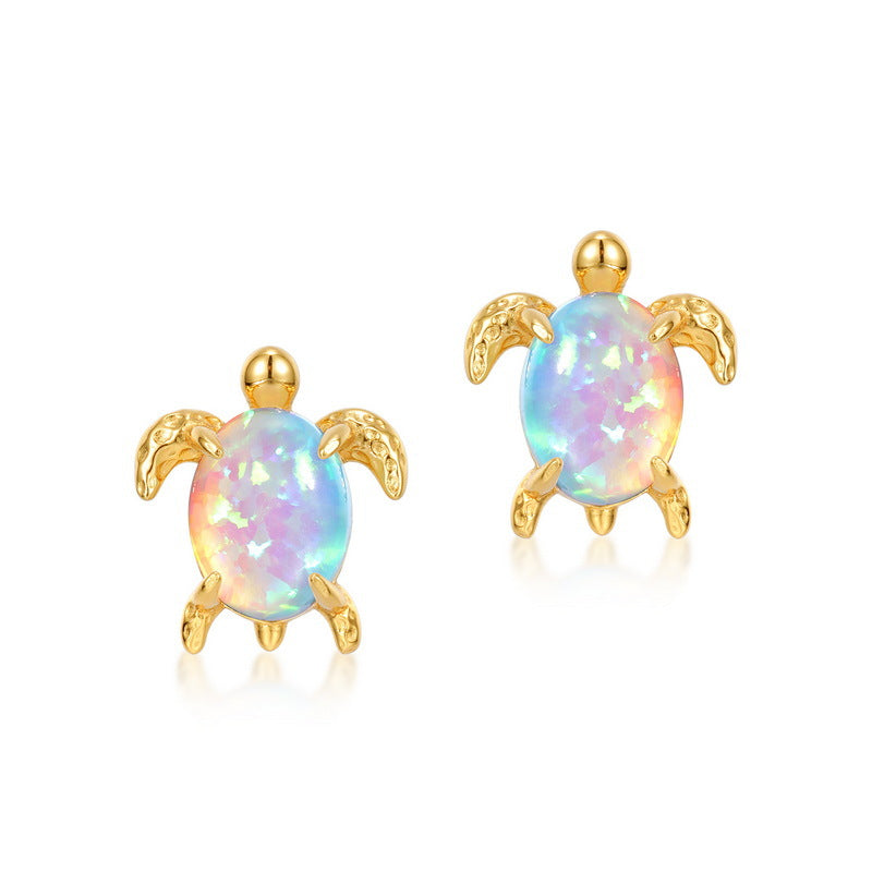 Ocean Series Turtle Opal Earrings