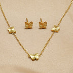Butterfly Charm Necklace & Matching Stud Earrings