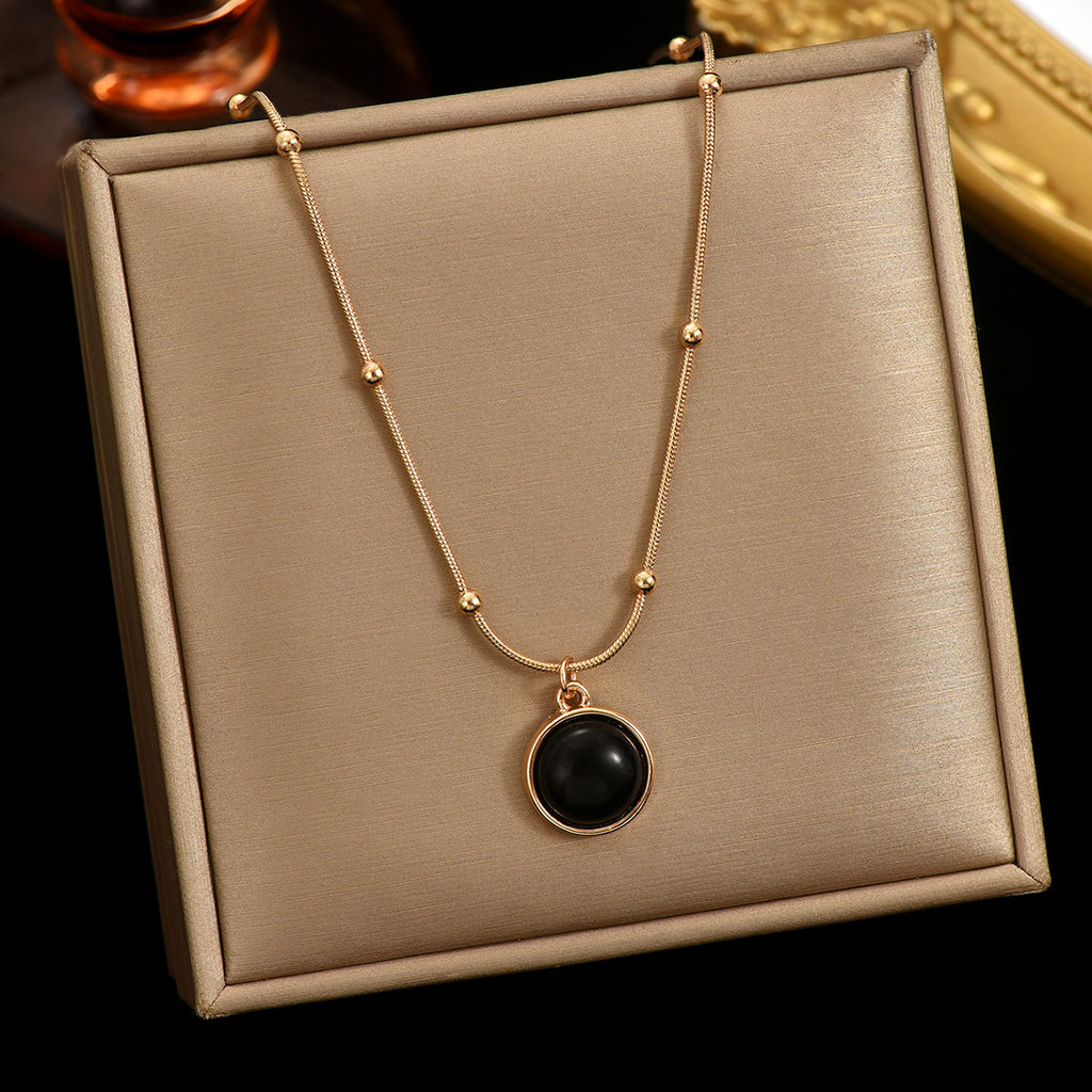 Minimal Pendant Necklace with Beaded Chain Detail