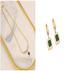 Elegant Gold Emerald-Cut Pendant Set