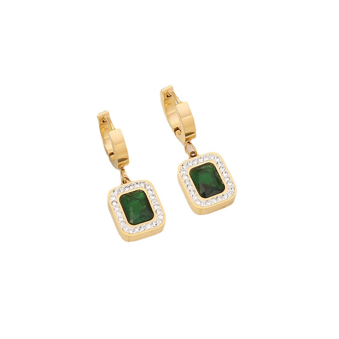Elegant Gold Emerald-Cut Pendant Set