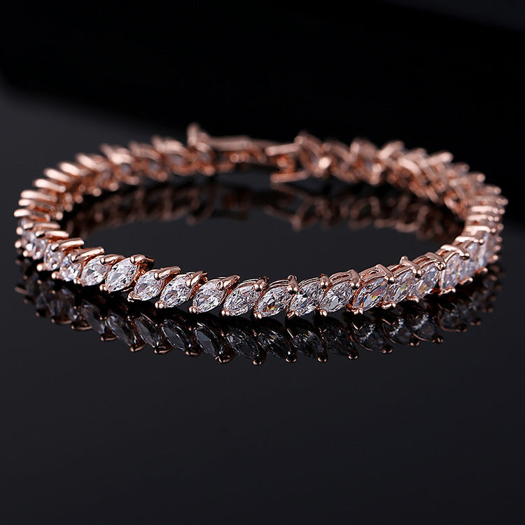 Marquise Stone Line Bracelet with Elegant Linked Design
